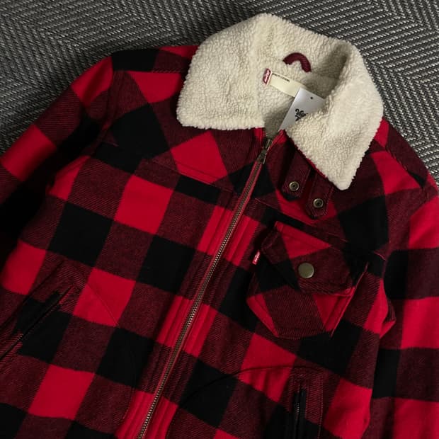 리바이스 USA 버팔로 체크 쉐르파 자켓y 3358