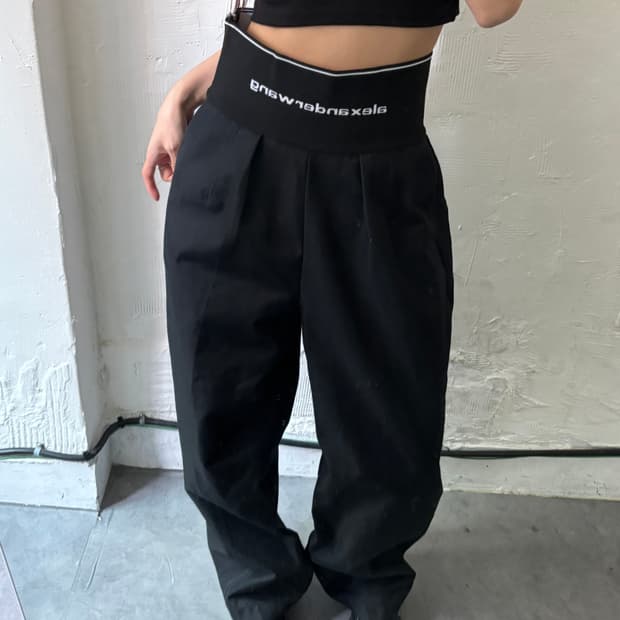 Alexander Wang 알렉산더왕 로고 밴딩 와이드 캐롯 팬츠