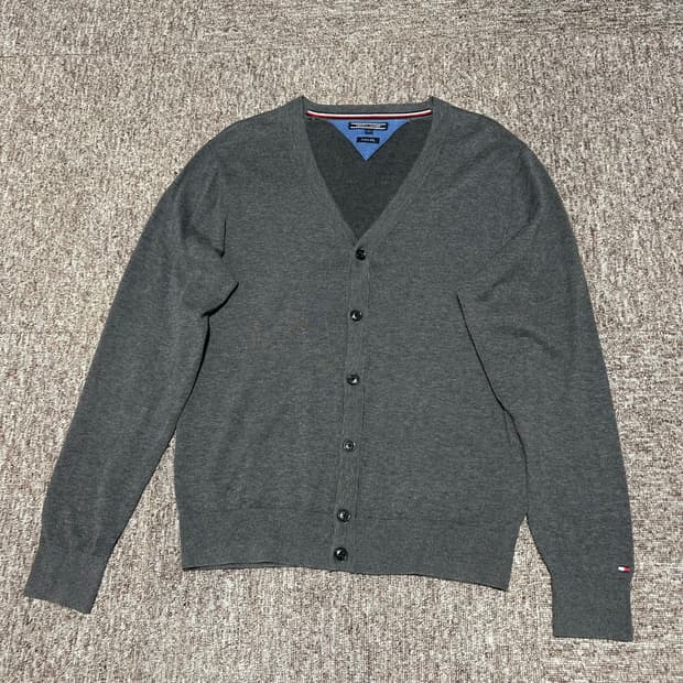 L) 타미힐피거 그레이 코튼 실크 가디건 