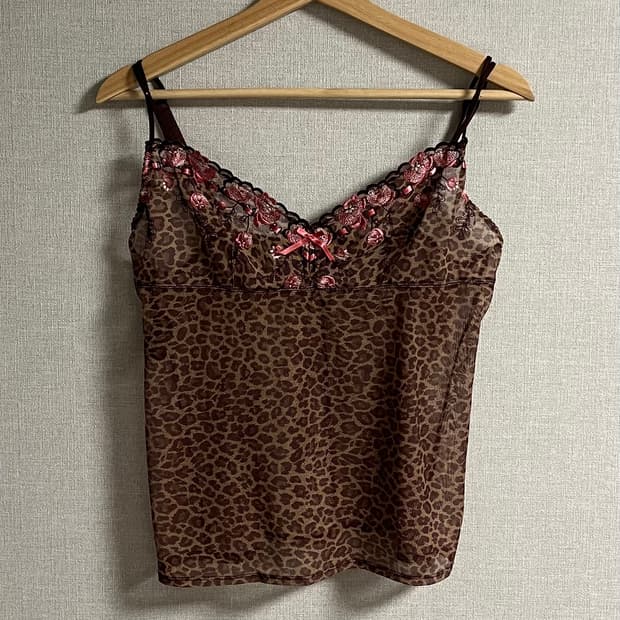 [히메갸루 / 오네갸루 / 갸루] 호피 플라워 슬리브리스 나시