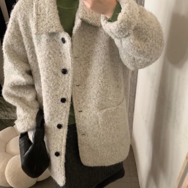 [효나스] 양모 하프자켓 코트