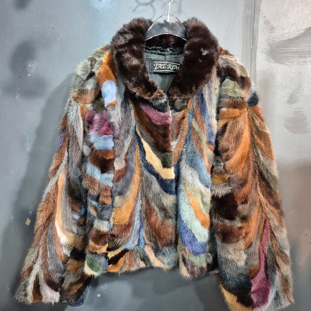 태림 멀티컬러 밍크 코트 55 66  77