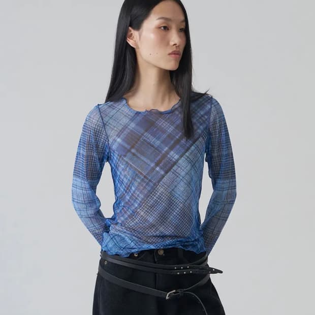 Gyeong Check Mesh Top_Blue Check