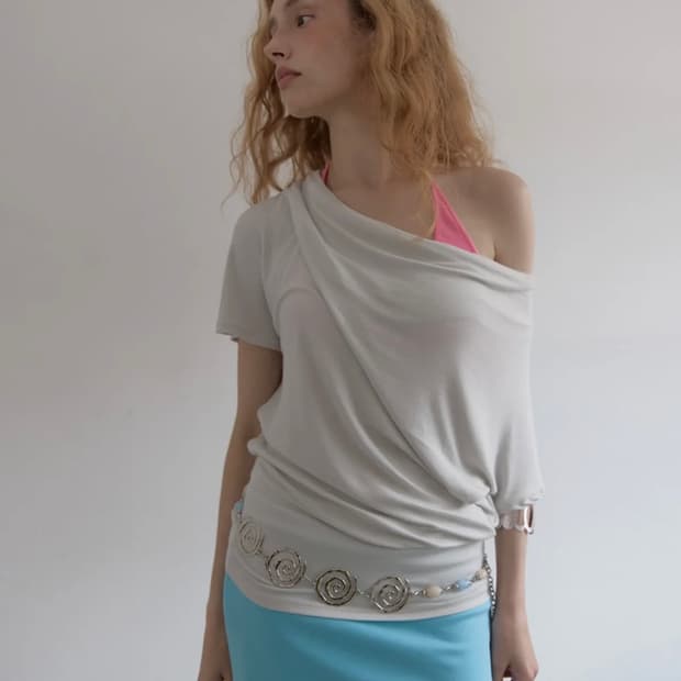 아수라 SOFT COWL T-SHIRT (LIGHT GREY)