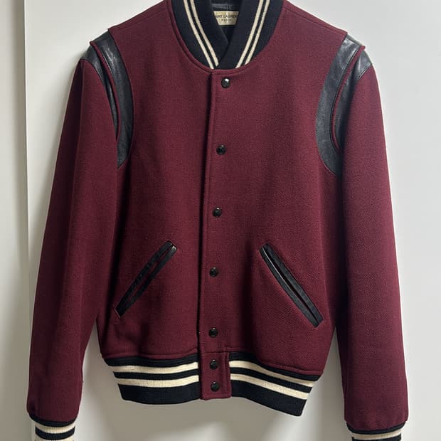 생로랑 테디 바시티 자켓 버건디 14fw 에디슬리먼