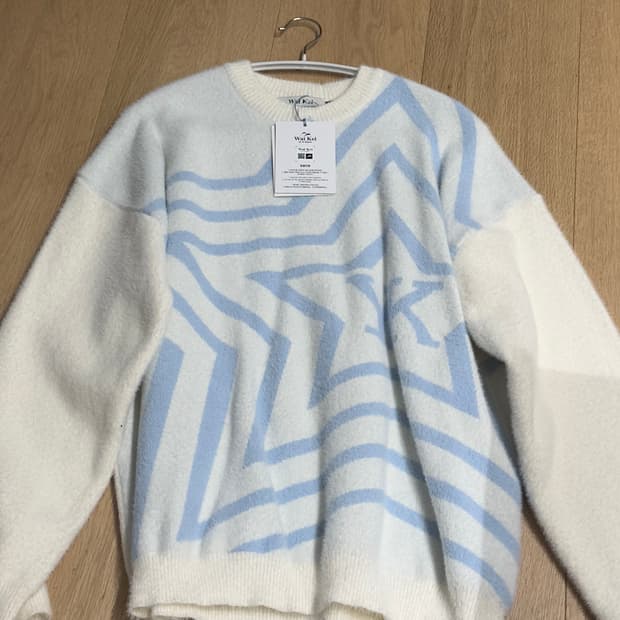 와이케이 헤어리 스타 그래픽 니트 화이트 사이즈2