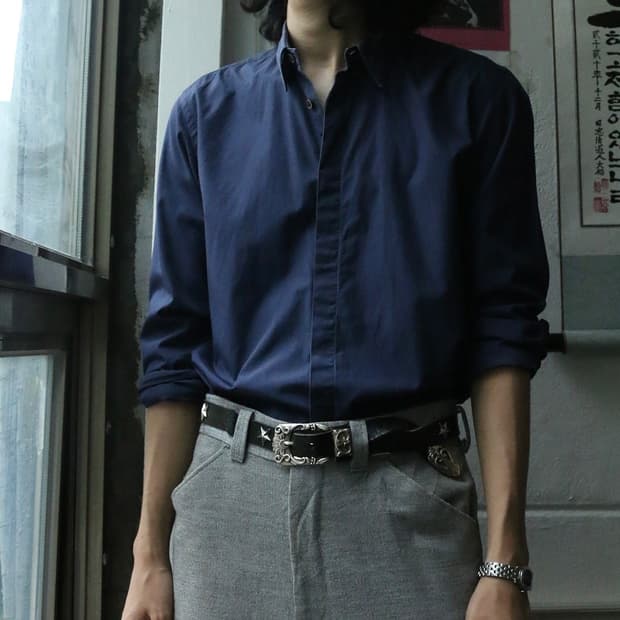 존 로렌스 설리반 코튼 네이비 셔츠 