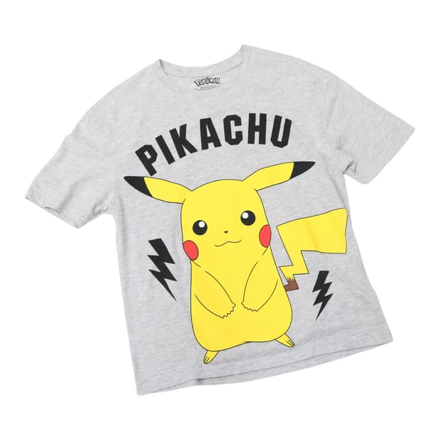 Pokemon 포켓몬 피카츄 빅 프린트 그레이 반팔 티셔츠 (L)
