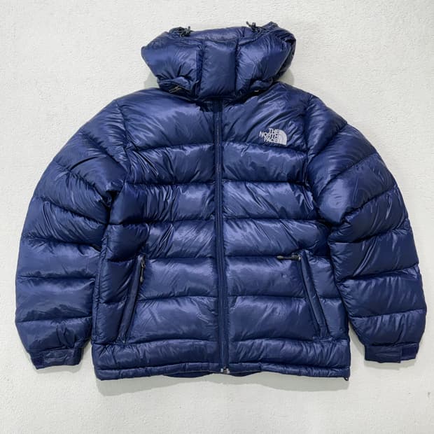 노스페이스 후드 경량 패딩 90-95 네이비