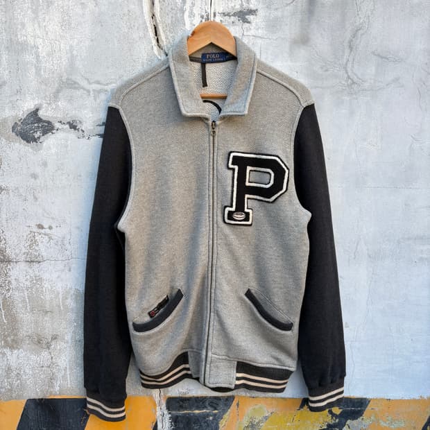 Polo 폴로 코튼 니트 바시티 자켓