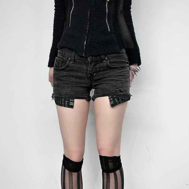 Pocket Layered Black Mini Shorts