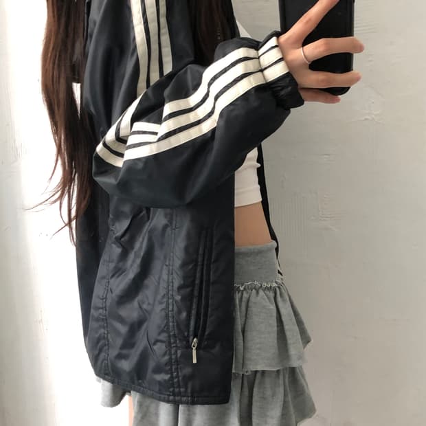 Adidas 아디다스 80’s 파이어버드 와펜 후디드 유광 바람막이 자켓