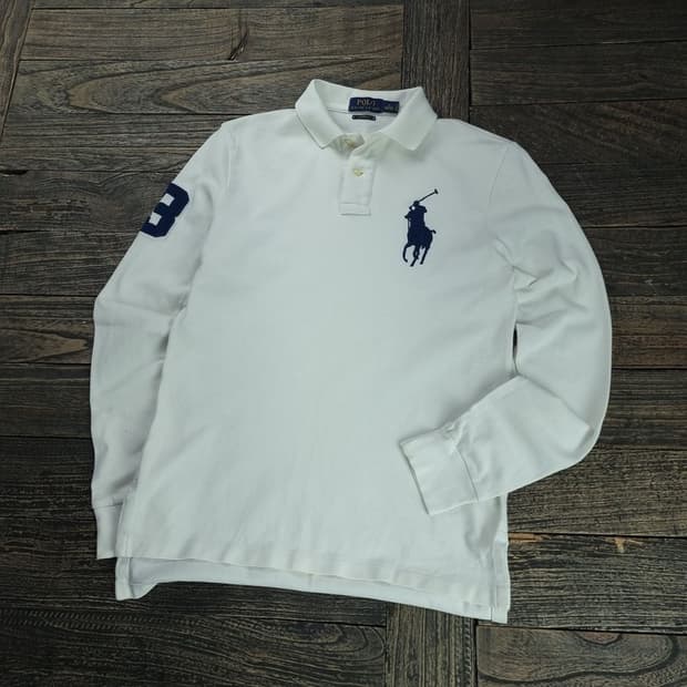 [폴로 랄프로렌] 빅포니 로고 자수 긴팔 카라티 화이트 M18694