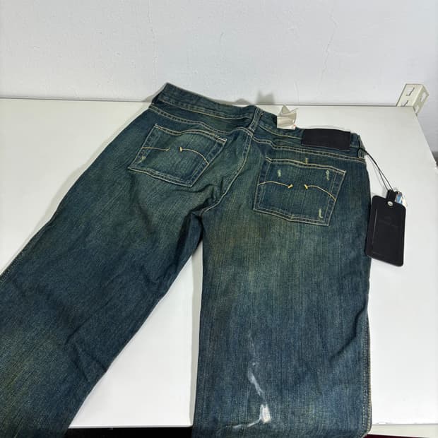 택달린새것 S-M 지스타로우 TRASH WASH 일자핏 톰보이 데님팬츠
