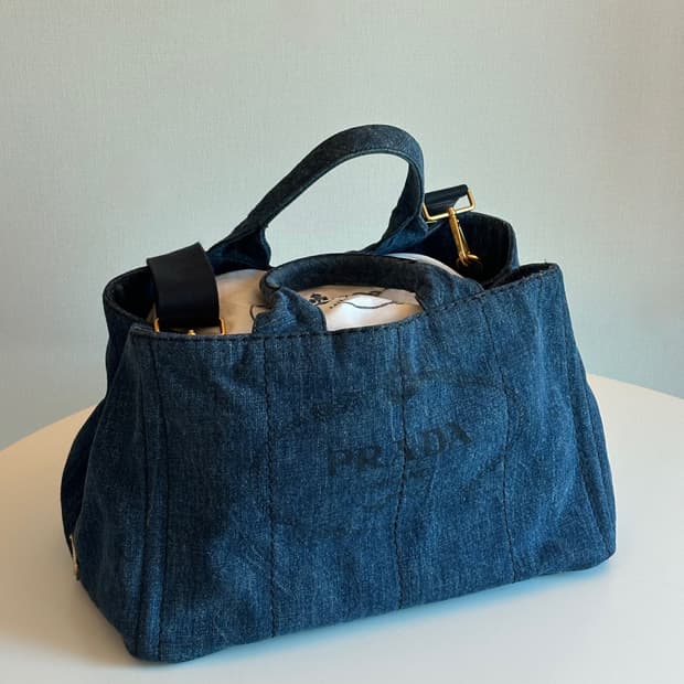 프라다 데님 토트백 / 워런티카드, 더스트백 O