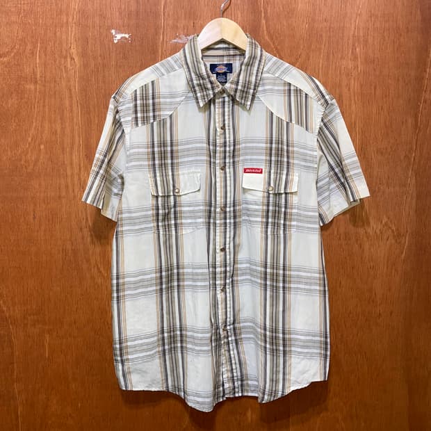 (L) Dickies 디키즈 체크 웨스턴 반팔 셔츠