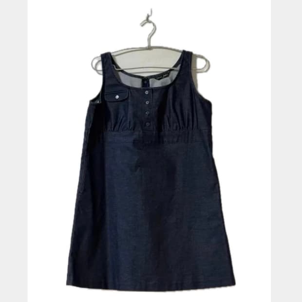 빈티지 데님 포켓 미디 원피스