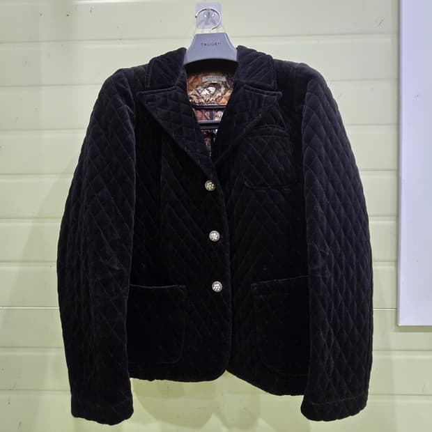 마리아니 블랙 벨벳 퀼팅 자켓 S