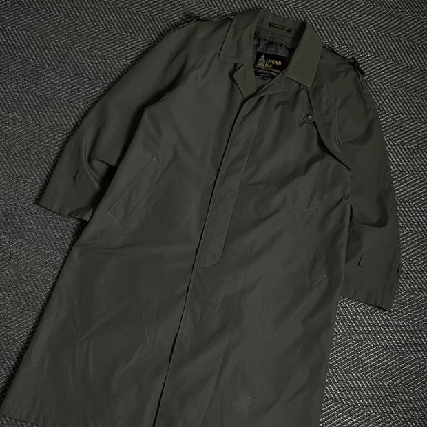 런던 포그 빈티지 그레이 롱 트렌치코트 y 4891