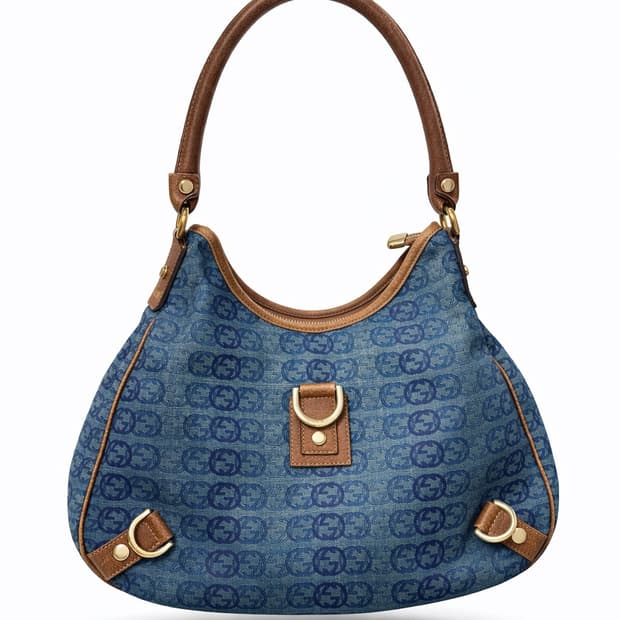 [레어] 구찌 데님 시그니처 패턴 D링 호보백 / 숄더백