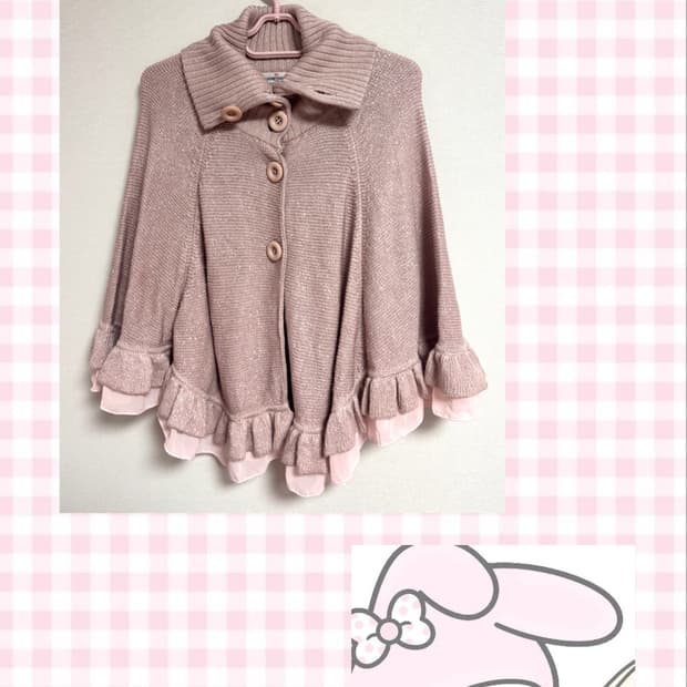 핑크 프릴 글리터 케이프