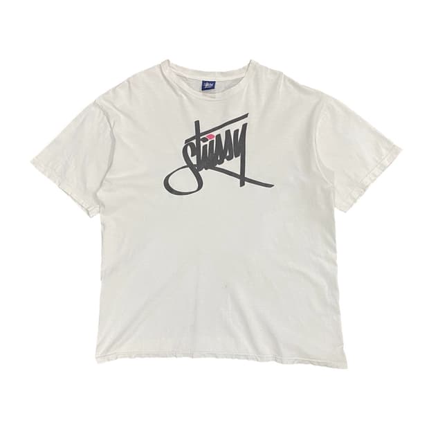 Stussy 그라피티 로고 디테일 반팔 티셔츠
