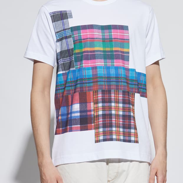 25SS 꼼데가르송 셔츠 타탄체크 프린트 티셔츠 L