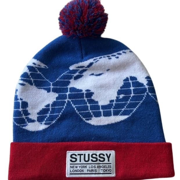 90s 빈티지 스투시 지구본 월드 투어 방울 비니