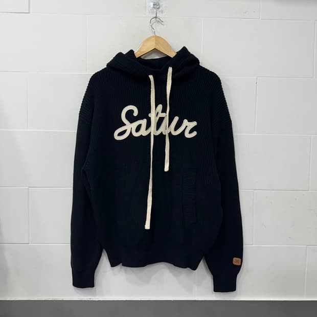 세터 아플리케 로고 캐시미어5% 블렌드 후드니트