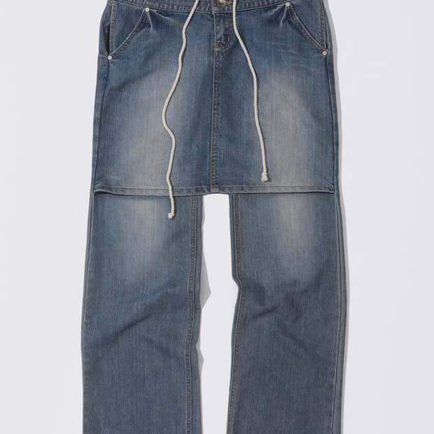 스컬프터 데님 Apron Layered Denim Mid Blue xs