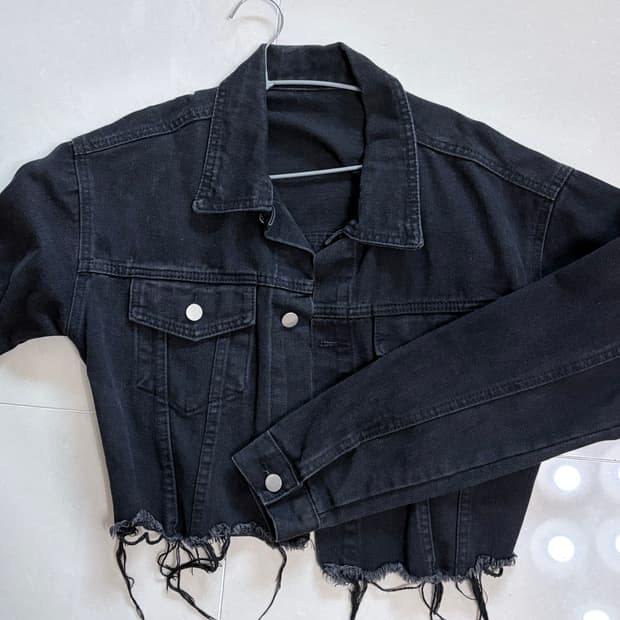 크롭 프린지 디테일 코튼 자켓