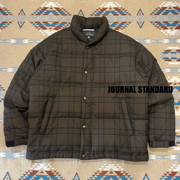 [M][100] 저널스탠다드 테크 트위드 그랜체크 다운자켓 브라운 