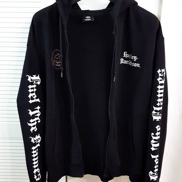 할리데이비슨 남성 오버핏 후드집업 블랙 프리