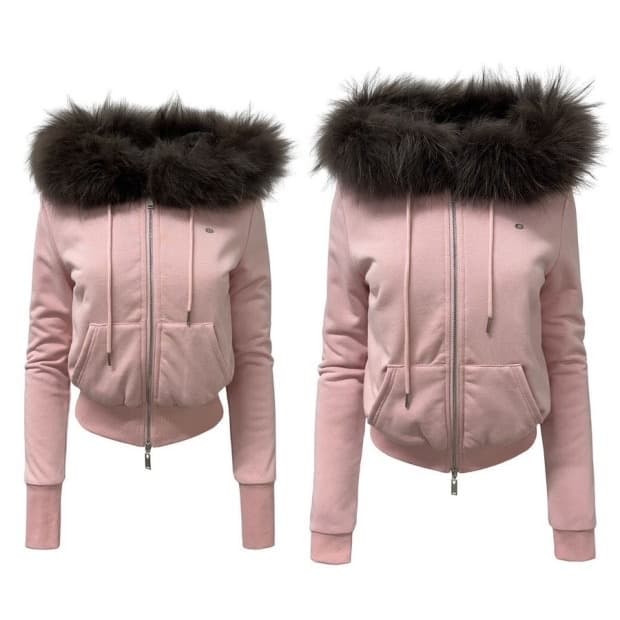 페일제이드 울프죠 퍼후드집업 핑크 1사이즈