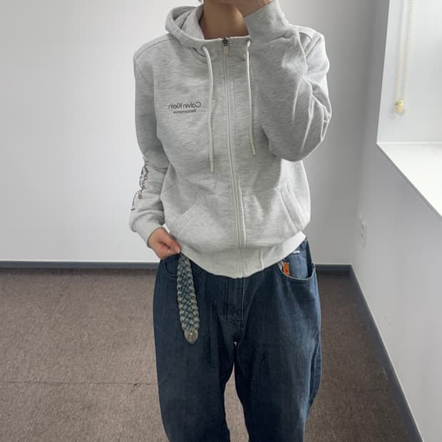 Calvin Klein 켈빈클라인 사이드로고 멜란지 후드집업