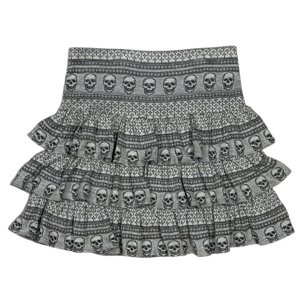 히스테릭 글래머 아카이브 3단 프릴 해골 패턴 스커트 치마