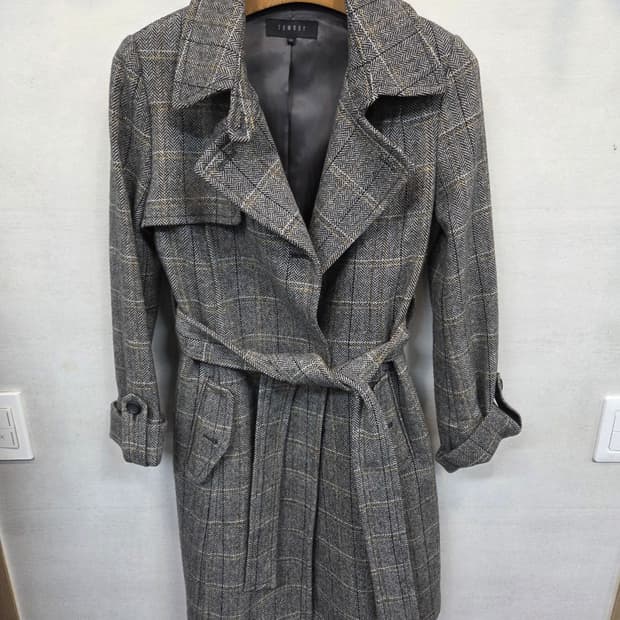 톰보이 여성 울 체크 트렌치코트 90 66 