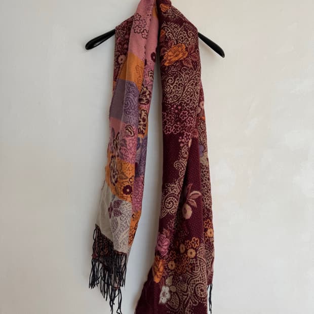 Vtg 빈티지 플라워 패턴 양면 머플러 스툴