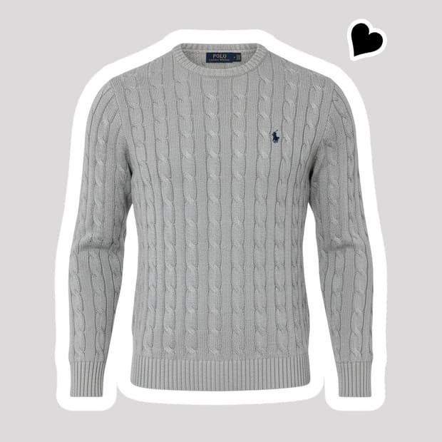 폴로 랄프로렌 그레이 꽈배기 니트