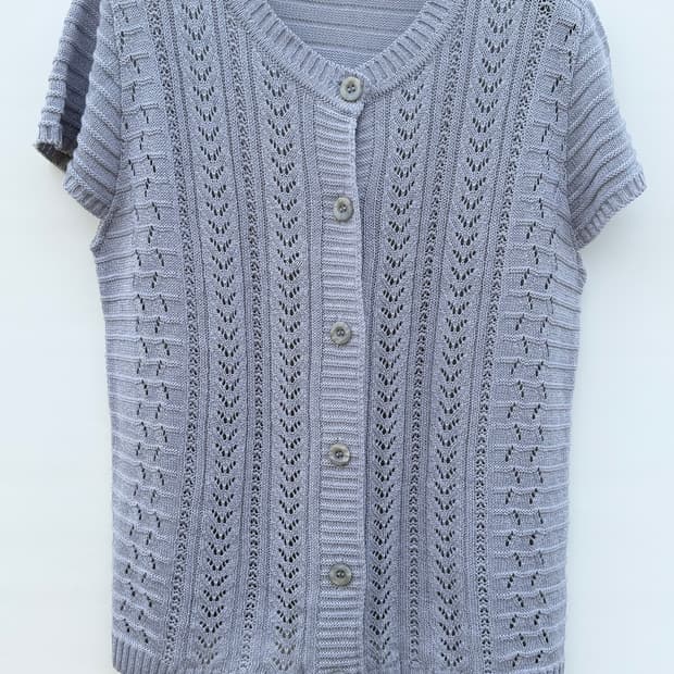 크로쉐 반팔 니트 가디건 페어리 너드