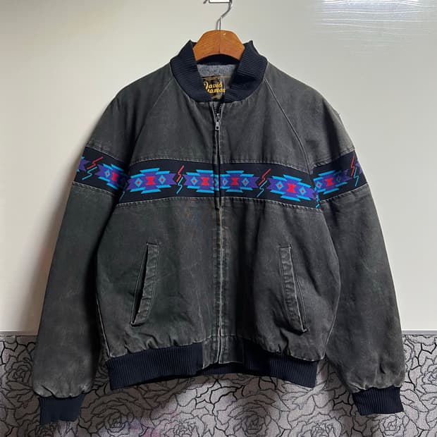 빈티지 Davis James 블랙 아즈텍 자켓