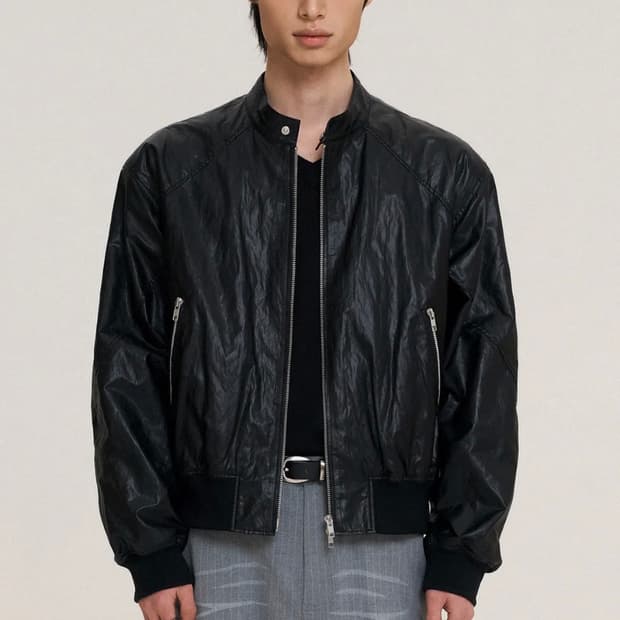 도프제이슨 패널드 스포티 레더자켓 M