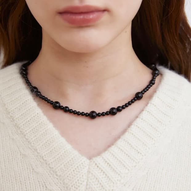 할렌 black onyx mix necklace (새상품)