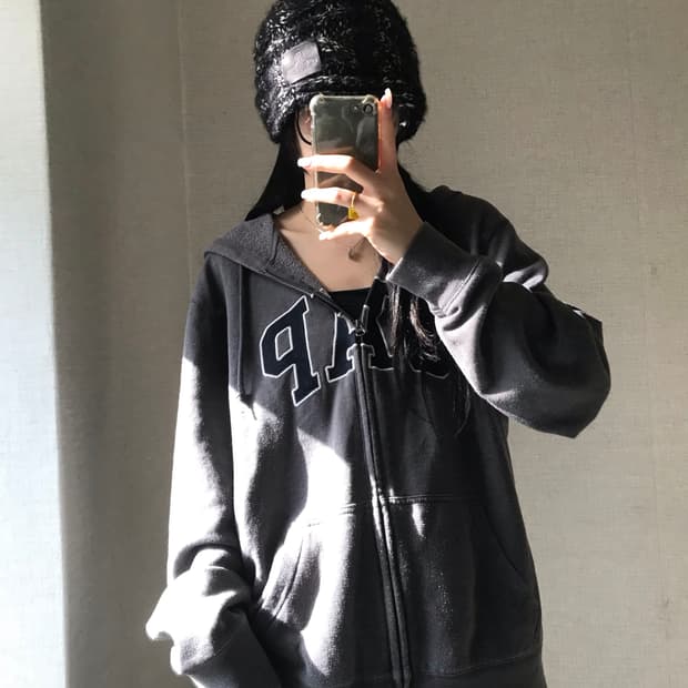 갭 그레이 후드집업