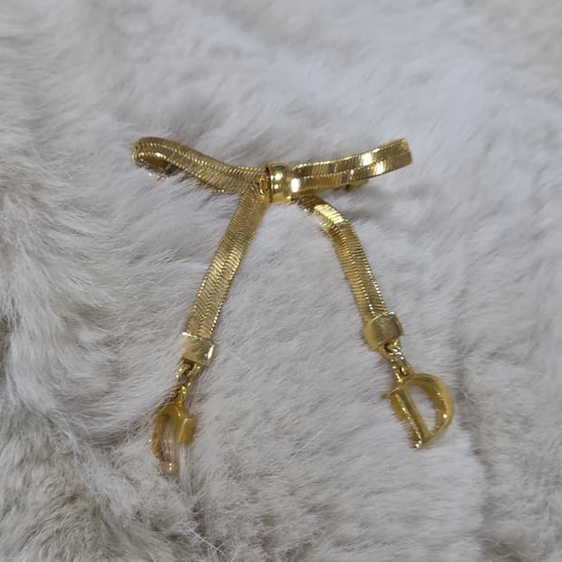 디올 존갈리아노 CD로고 리본 금장 브로치