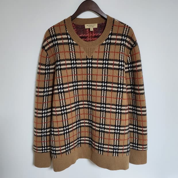 [XL] 버버리 체크 캐시미어 남성 니트 8005117