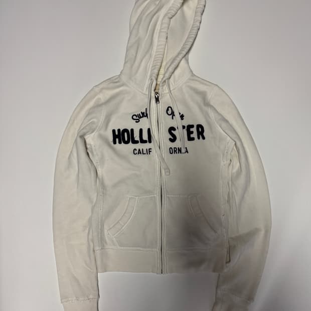 희귀!! 홀리스터 스펠아웃 슬림핏 크림 기모 후드집업 Xs