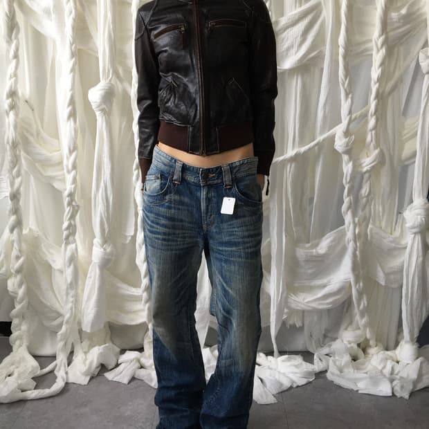 Lamb skin high neck bomber leather jacke