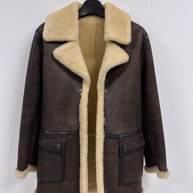 [B][95]스페인 크랙 메리노 무스탕 시어링 하프 코트