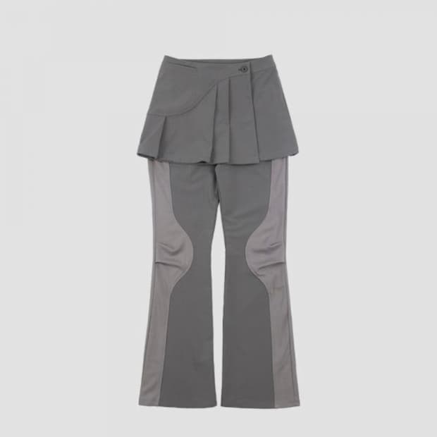 오호스 2-way Pleats Skirt Pants Grey